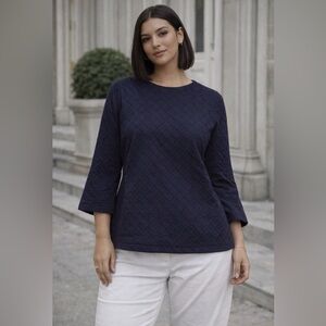 Anthropologie Sunday Brooklyn Dolman Sleeve Top navy blue Size XL shirt career